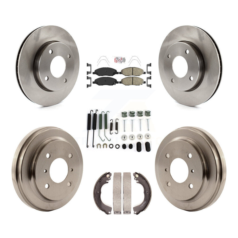 Front Rear Disc Brake Rotors Ceramic Pad & Drum Kit (7Pc) For 2009-2011 Nissan Versa 1.6L K8A-100263