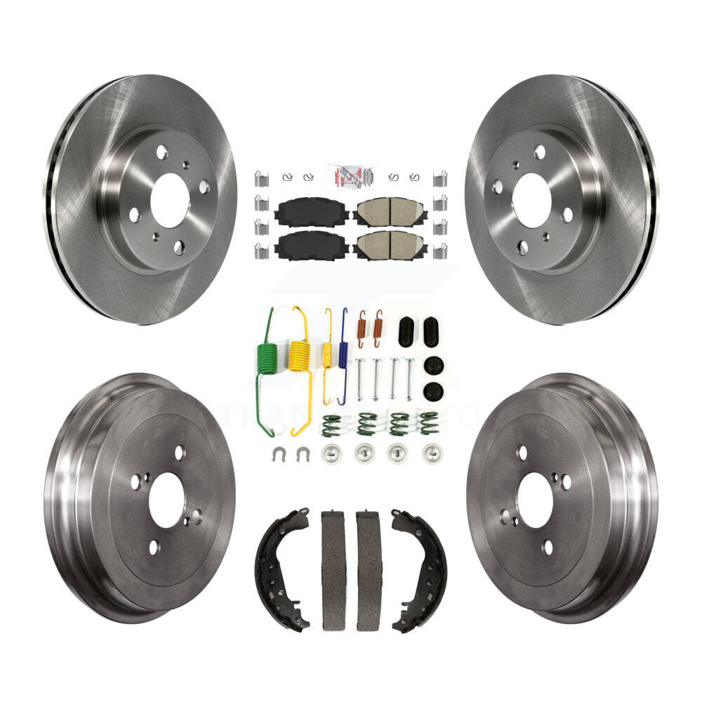 Front Rear Disc Brake Rotors Ceramic Pads And Drum Kit (7Pc) For Toyota Yaris K8A-100264