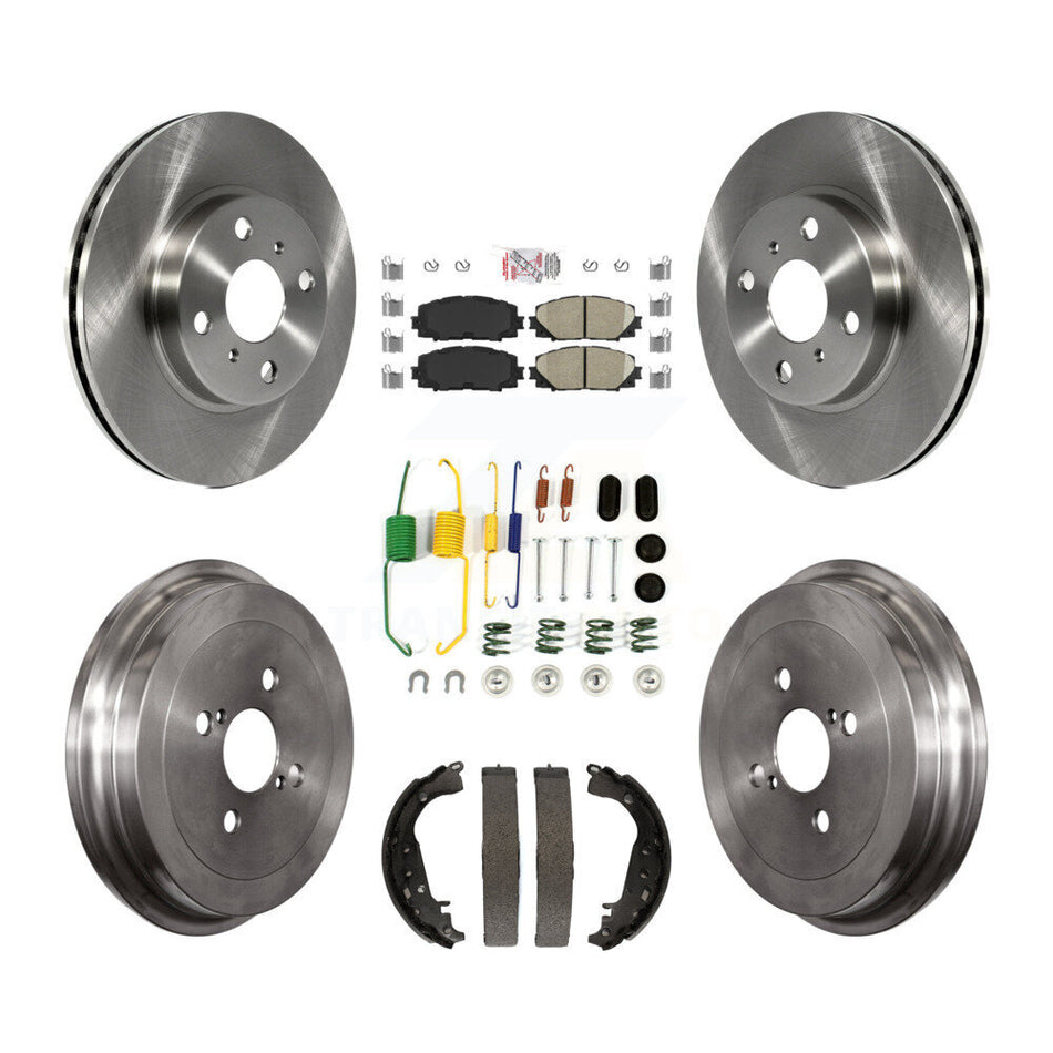 Front Rear Disc Brake Rotors Ceramic Pads And Drum Kit (7Pc) For Toyota Yaris K8A-100265