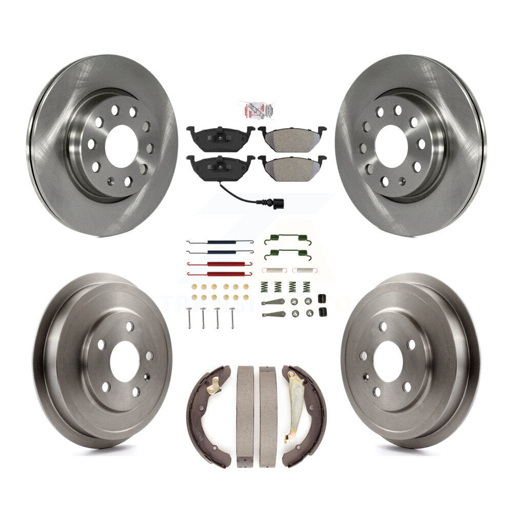 Front Rear Disc Brake Rotors Semi-Metallic Pads And Drum Kit (7Pc) For Volkswagen Jetta K8A-100270