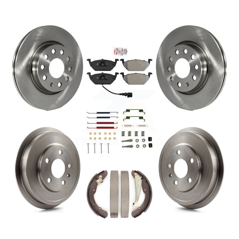 Front Rear Disc Brake Rotors Semi-Metallic Pads And Drum Kit (7Pc) For Volkswagen Jetta K8A-100270