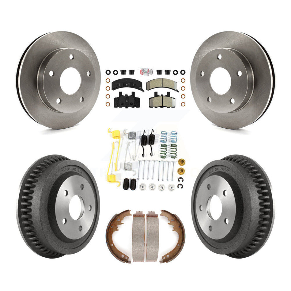Front Rear Brake Rotors Semi-Metallic Pad Drum Kit (7Pc) For 1994-1999 Dodge Ram 1500 4WD K8A-100273