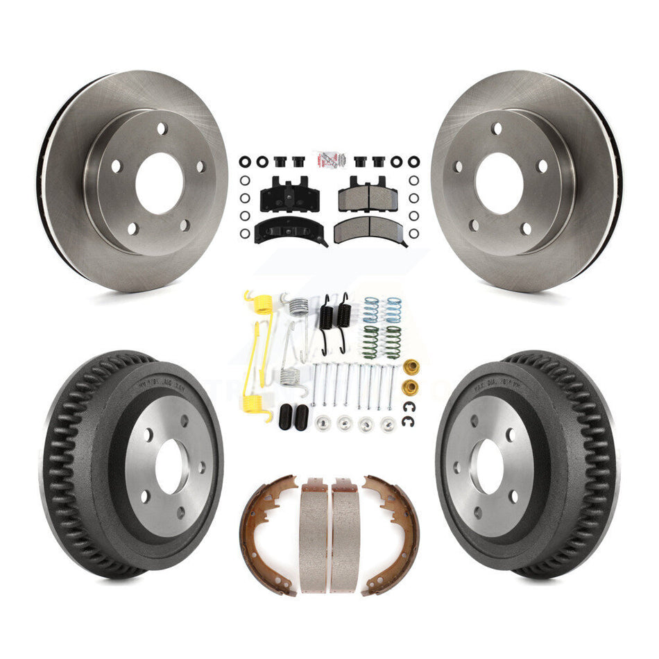 Front Rear Brake Rotors Semi-Metallic Pad Drum Kit (7Pc) For 1994-1999 Dodge Ram 1500 4WD K8A-100274