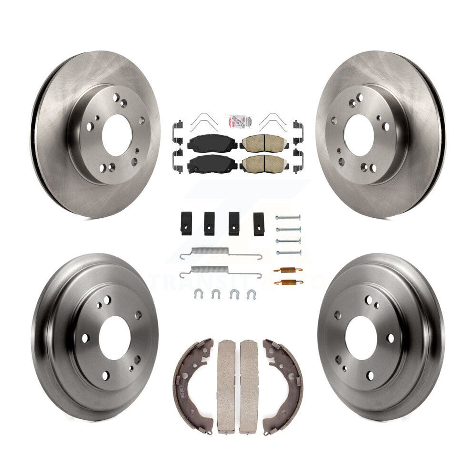 Front Rear Disc Brake Rotors Ceramic Pads And Drum Kit (7Pc) For Honda Civic K8A-100278