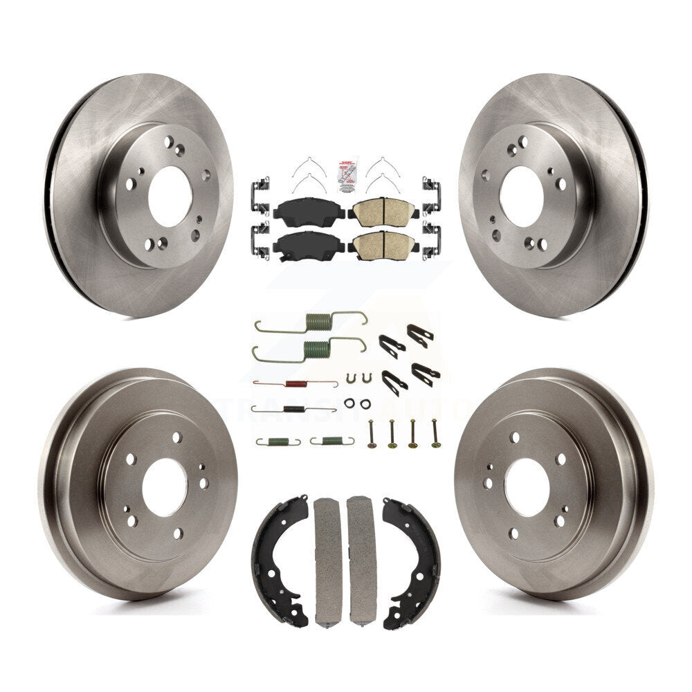 Front Rear Disc Brake Rotors Ceramic Pads And Drum Kit (7Pc) For Honda Civic K8A-100279
