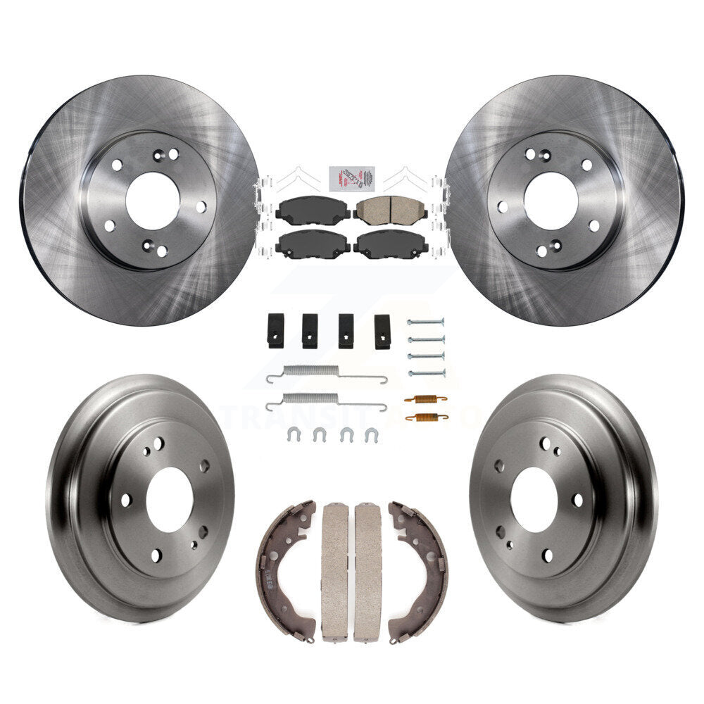 Front Rear Disc Brake Rotors Ceramic Pads And Drum Kit (7Pc) For Honda Civic K8A-100280