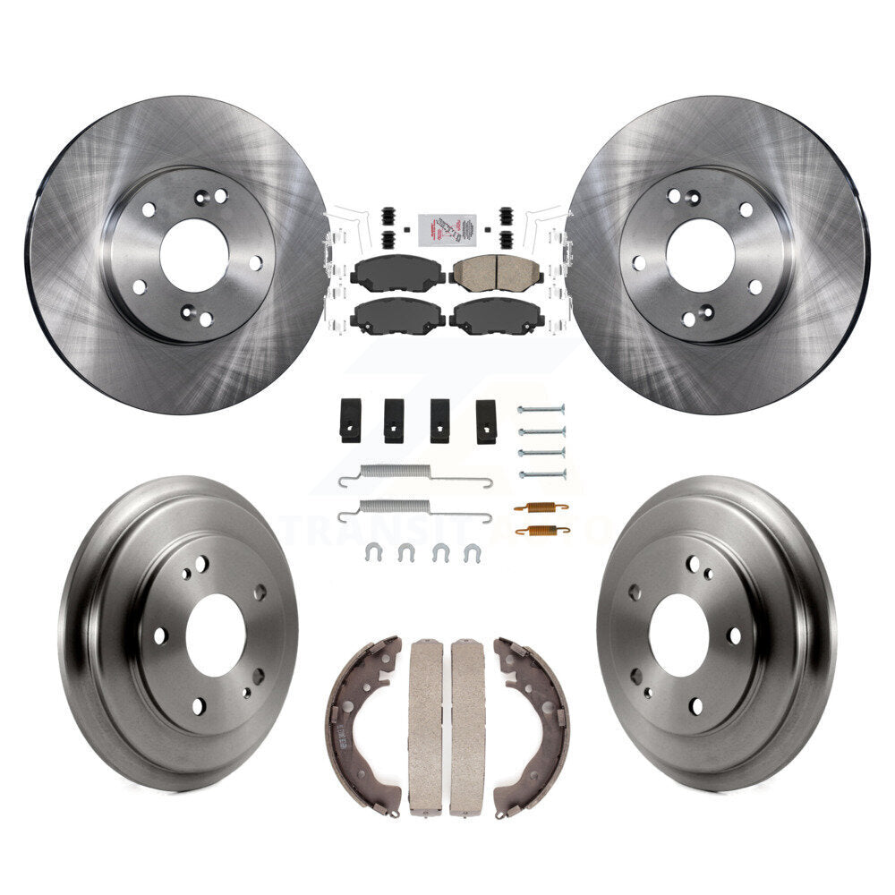 Front Rear Disc Brake Rotors Ceramic Pads And Drum Kit (7Pc) For Honda Civic K8A-100281