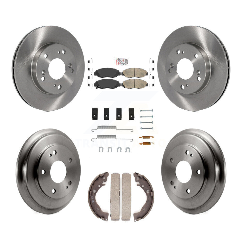 Front Rear Disc Brake Rotors Ceramic Pads And Drum Kit (7Pc) For Honda Civic K8A-100282