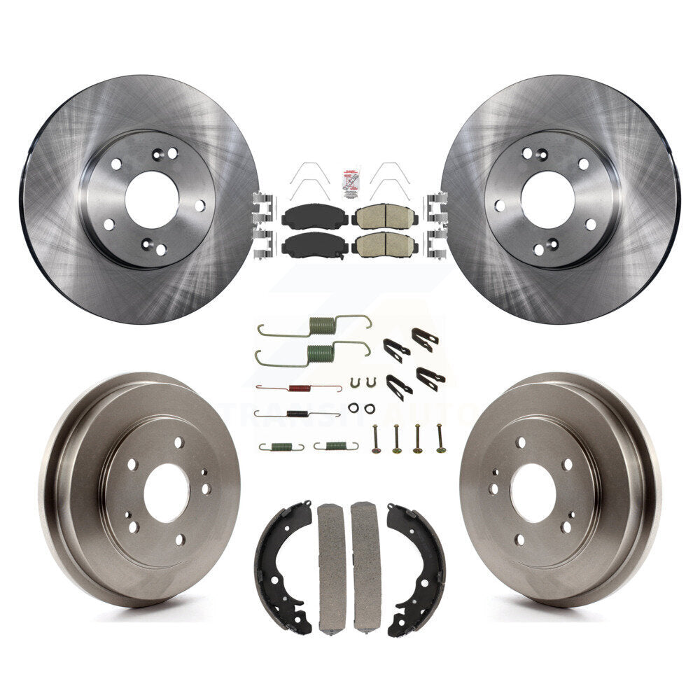 Front Rear Disc Brake Rotors Ceramic Pads And Drum Kit (7Pc) For Honda Civic Accord K8A-100286