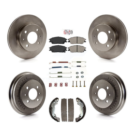 Front Rear Disc Brake Rotor Semi-Metallic Pad Drum Kit (7Pc) For 2003-2005 Hyundai Accent K8A-100289