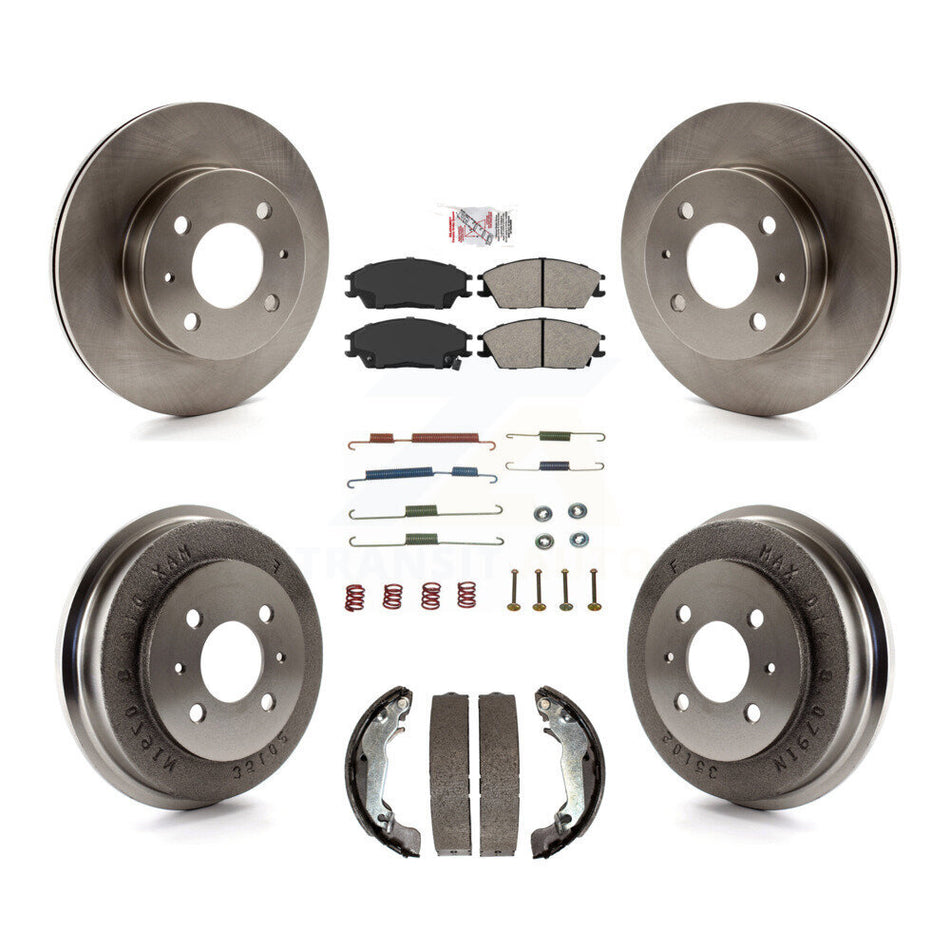 Front Rear Disc Brake Rotor Semi-Metallic Pad Drum Kit (7Pc) For 2003-2005 Hyundai Accent K8A-100289