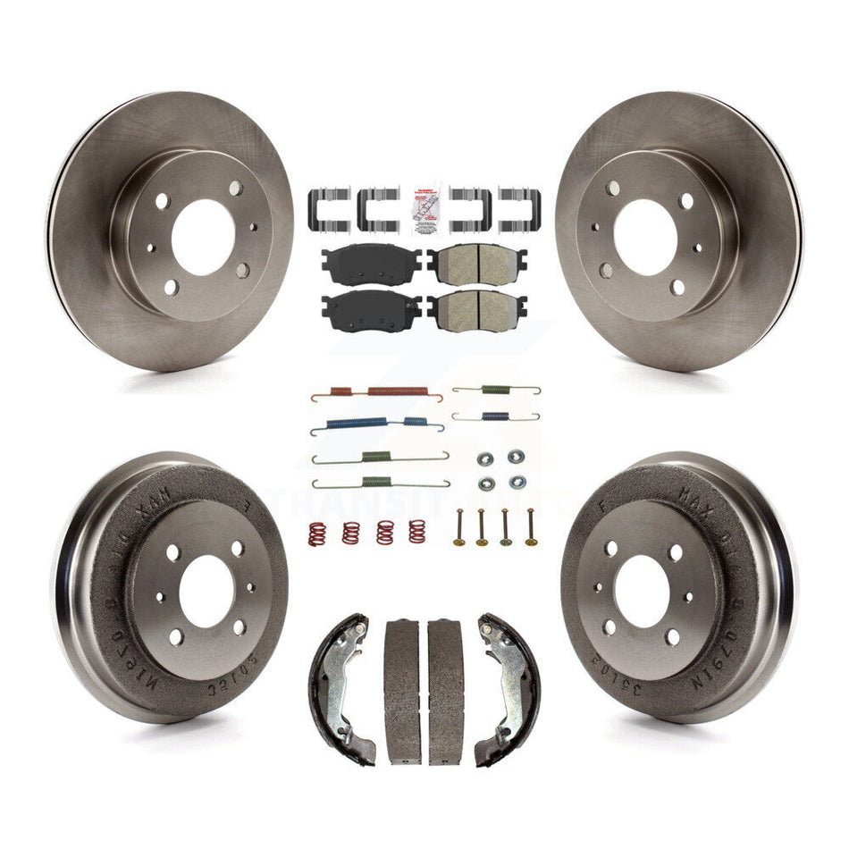 Front Rear Brake Rotor Semi-Metallic Pad Drum Kit (7Pc) For 2006 Hyundai Accent Hatchback K8A-100290