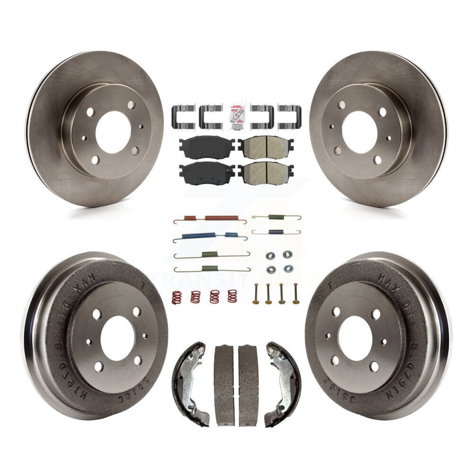 Front Rear Brake Rotor Semi-Metallic Pad Drum Kit (7Pc) For 2006 Hyundai Accent Hatchback K8A-100290