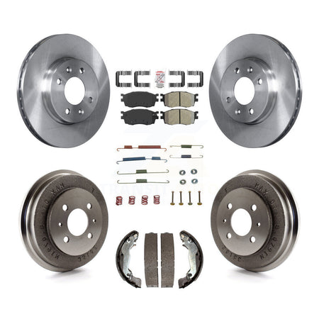 Front Rear Brake Rotor Semi-Metallic Pad Drum Kit (7Pc) For 06 Hyundai Accent To 09 30 05 K8A-100291