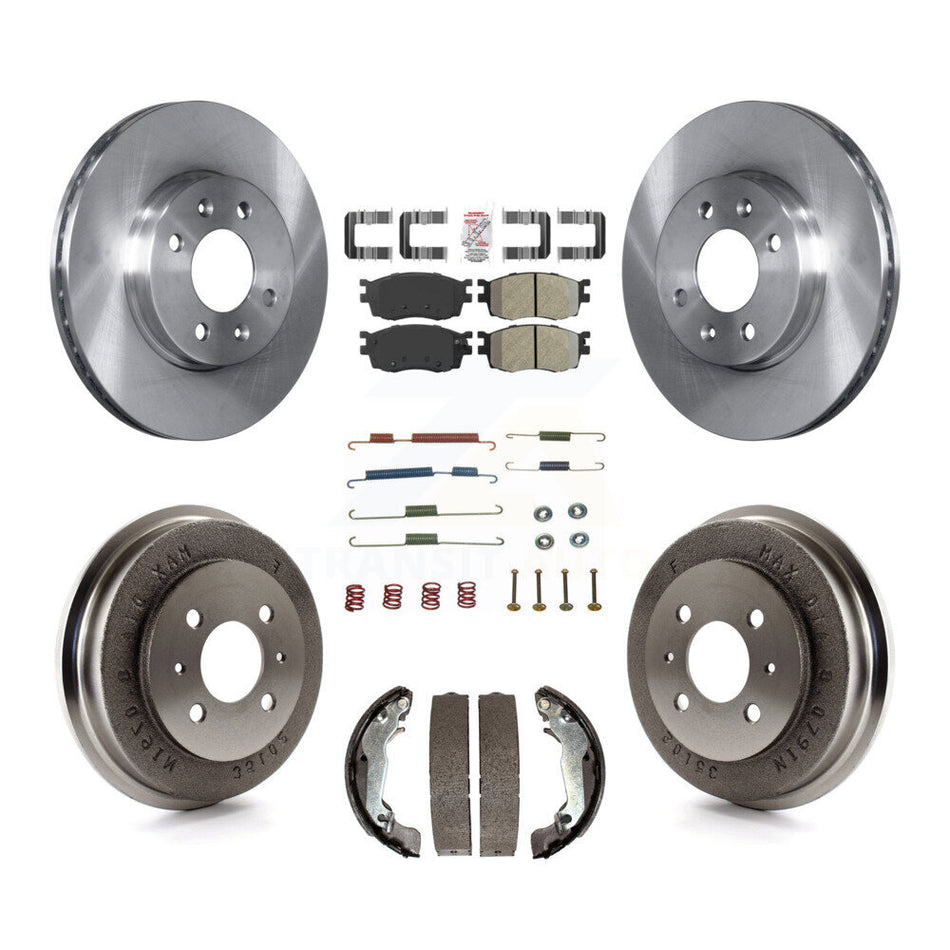 Front Rear Brake Rotor Semi-Metallic Pad Drum Kit (7Pc) For 06 Hyundai Accent To 09 30 05 K8A-100291