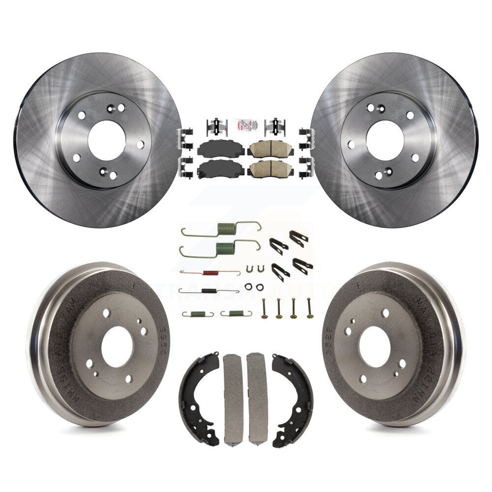 Front Rear Disc Brake Rotors Ceramic Pads And Drum Kit (7Pc) For Honda Accord 3.0L K8A-100293