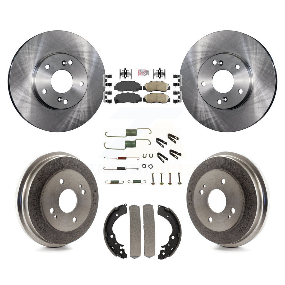 Front Rear Disc Brake Rotors Ceramic Pads And Drum Kit (7Pc) For Honda Accord 3.0L K8A-100293