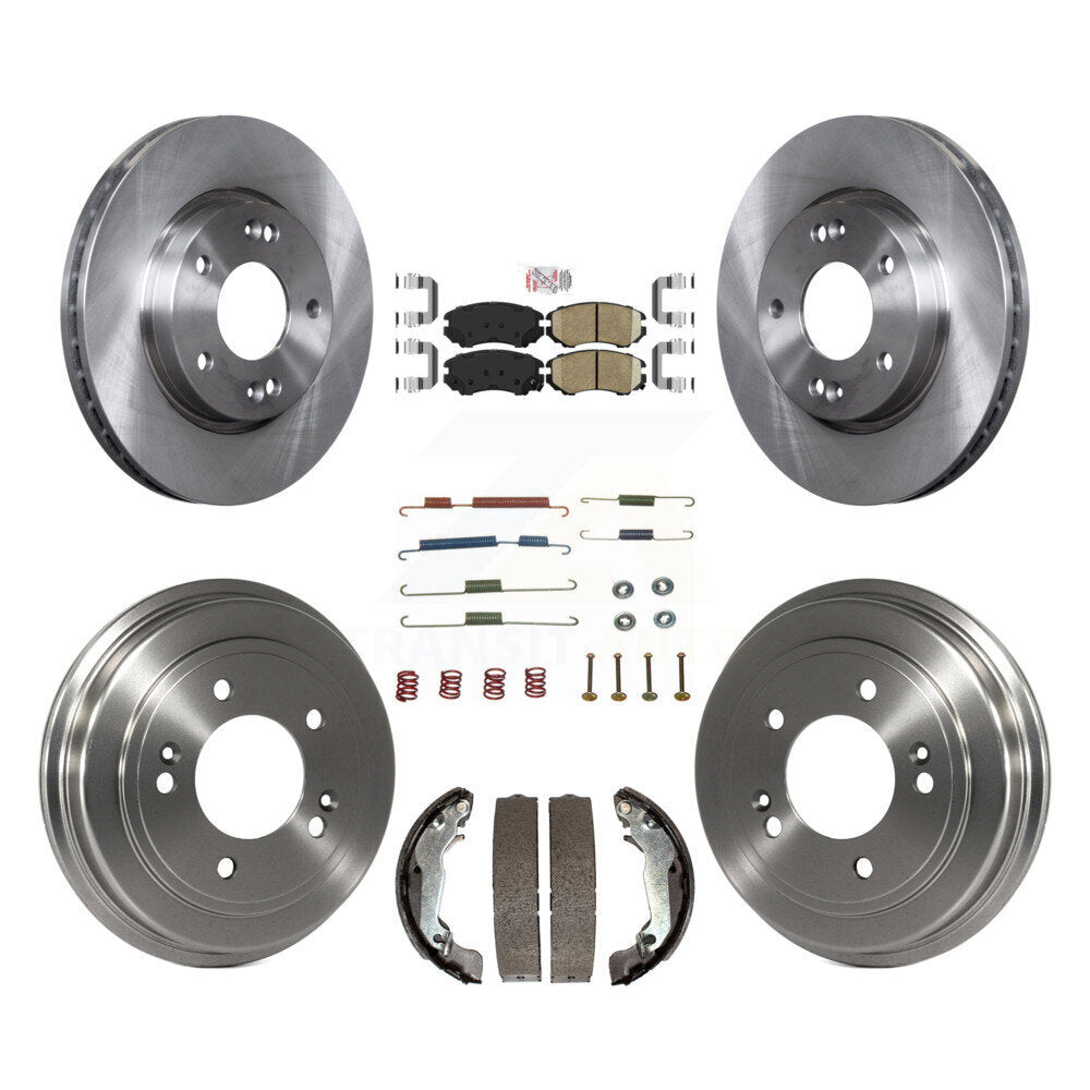 Front Rear Disc Brake Rotors Ceramic Pads And Drum Kit (7Pc) For Hyundai Elantra K8A-100305
