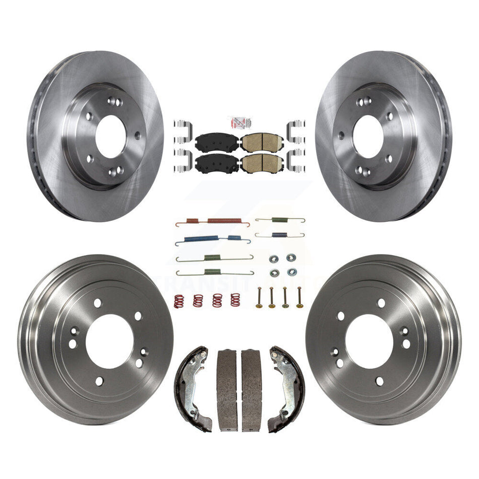 Front Rear Disc Brake Rotors Ceramic Pads And Drum Kit (7Pc) For Hyundai Elantra K8A-100305