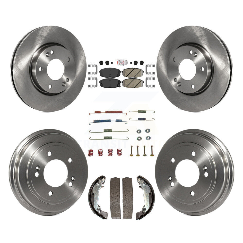 Front Rear Disc Brake Rotors Ceramic Pads And Drum Kit (7Pc) For Hyundai Elantra K8A-100307