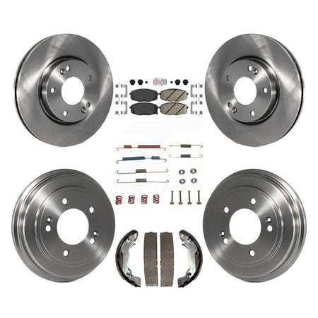 Front Rear Disc Brake Rotors Ceramic Pads And Drum Kit (7Pc) For Hyundai Elantra K8A-100307