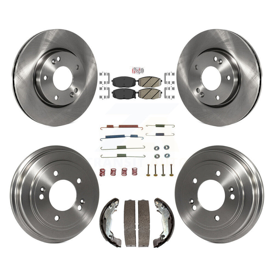 Front Rear Disc Brake Rotors Ceramic Pads And Drum Kit (7Pc) For Hyundai Elantra K8A-100308