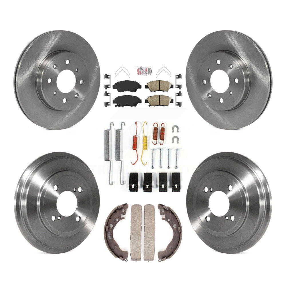 Front Rear Disc Brake Rotors Ceramic Pads And Drum Kit (7Pc) For 2015-2020 Honda Fit K8A-100309