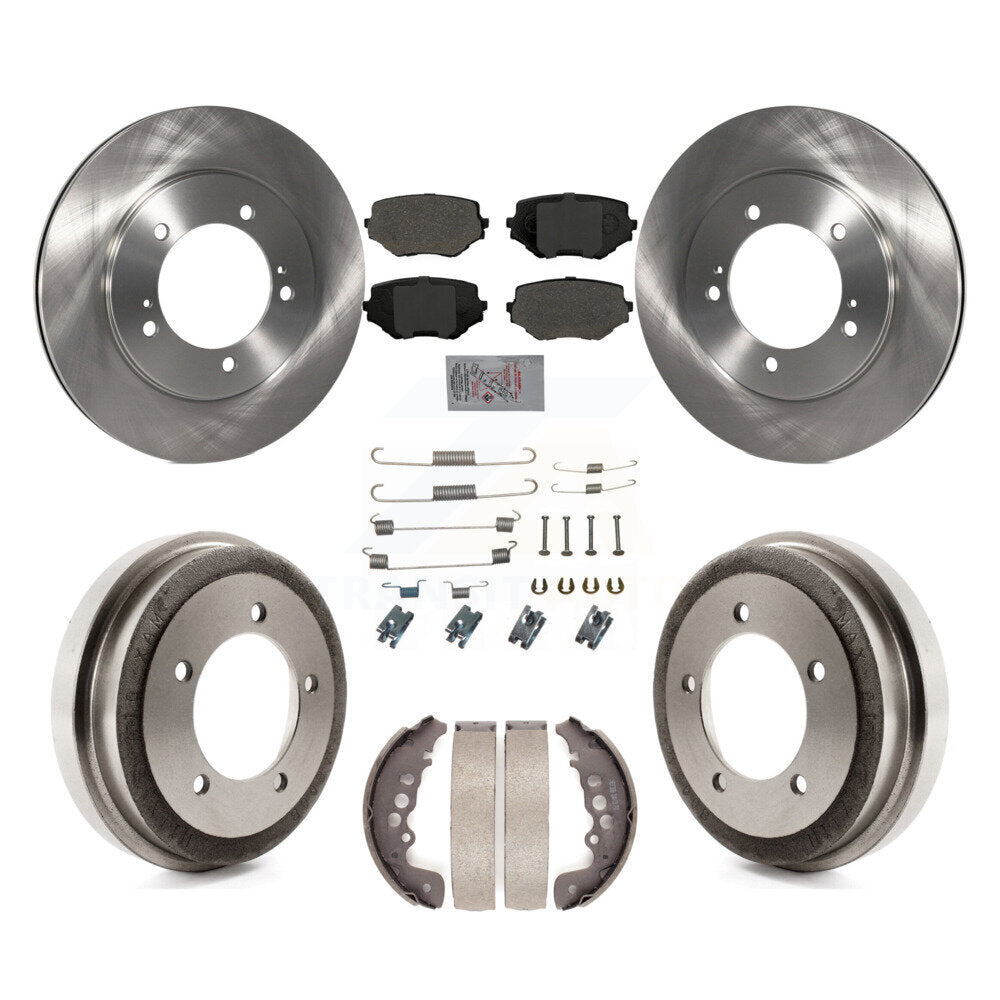 Front Rear Disc Brake Rotors Semi-Metallic Pad And Drum Kit (7Pc) For Suzuki Grand Vitara K8A-100324