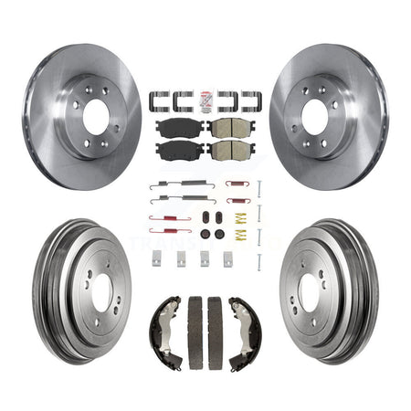 Front Rear Brake Rotor Semi-Metallic Pad & Drum Kit (7Pc) For Hyundai Accent Kia Rio Rio5 K8A-100326