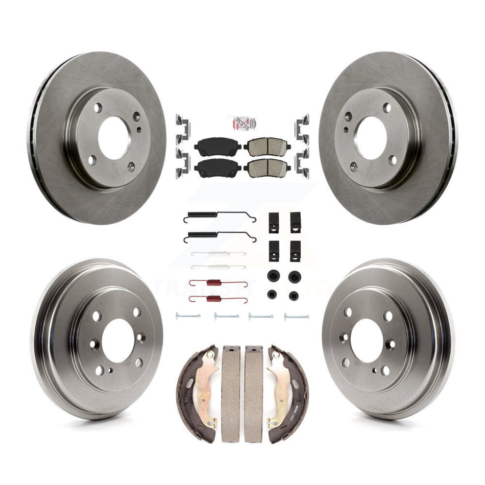 Front Rear Disc Brake Rotors Ceramic Pads And Drum Kit (7Pc) For Ford Fiesta K8A-100346