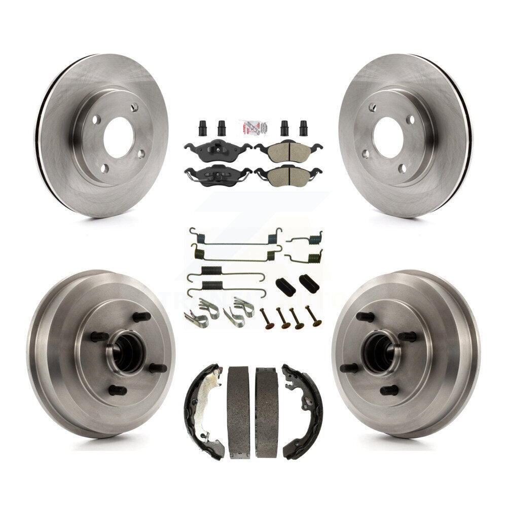 Front Rear Disc Brake Rotors Semi-Metallic Pads And Drum Kit (7Pc) For Ford Focus K8A-100365