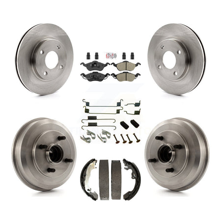 Front Rear Disc Brake Rotors Semi-Metallic Pads And Drum Kit (7Pc) For Ford Focus K8A-100365