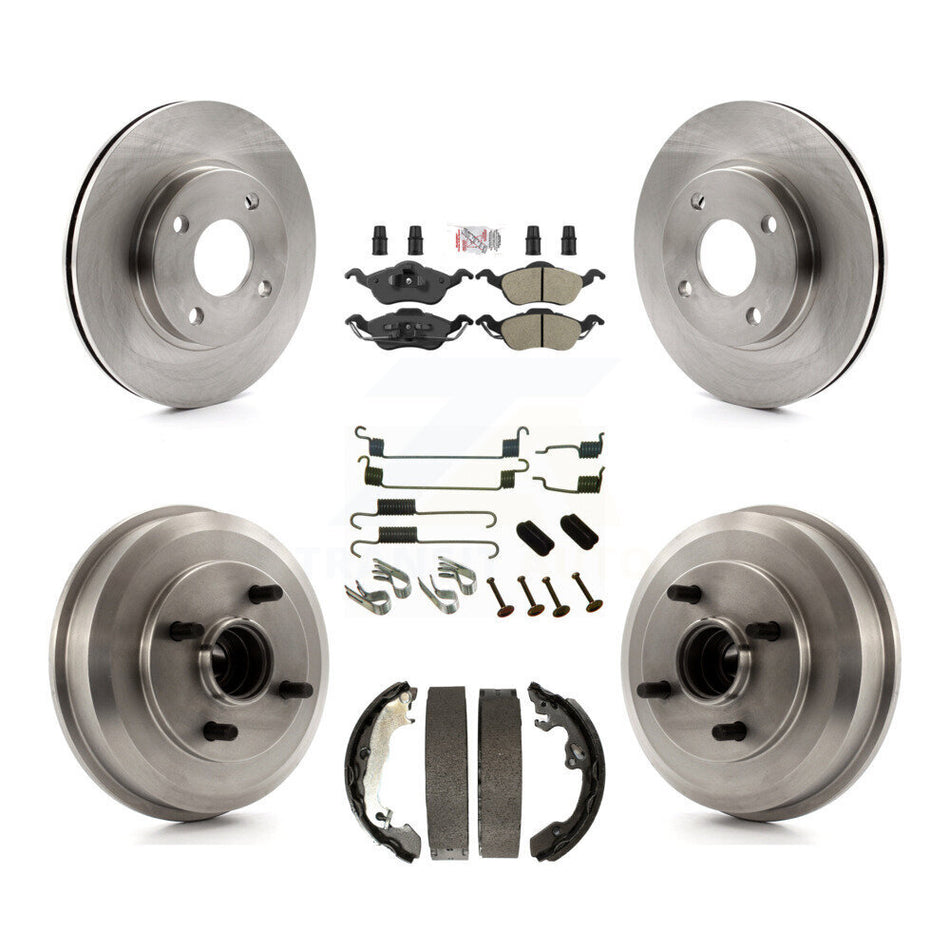 Front Rear Disc Brake Rotors Semi-Metallic Pads And Drum Kit (7Pc) For Ford Focus K8A-100365