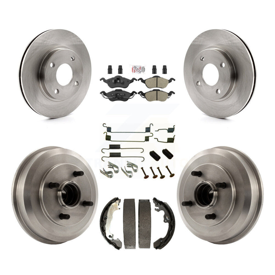 Front Rear Disc Brake Rotors Semi-Metallic Pads And Drum Kit (7Pc) For Ford Focus K8A-100365