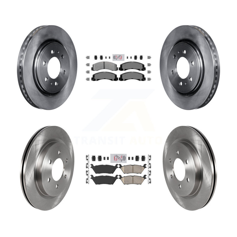 Front Semi-Metallic Rear Ceramic Pad & Brake Rotors Kit For Ford F-150 Expedition Lincoln K8A-101537