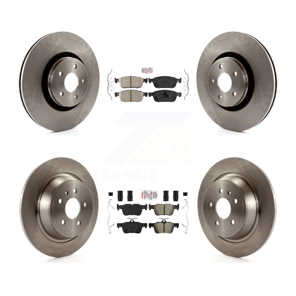 Front Ceramic Rear Semi-Metallic Pads And Disc Brake Rotors Kit For Lincoln MKC K8A-102288