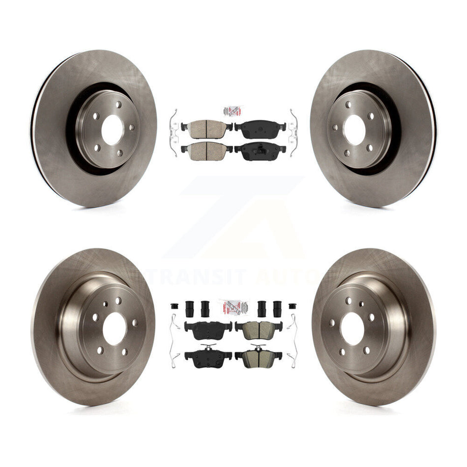 Front Ceramic Rear Semi-Metallic Pads And Disc Brake Rotors Kit For Lincoln MKC K8A-102288