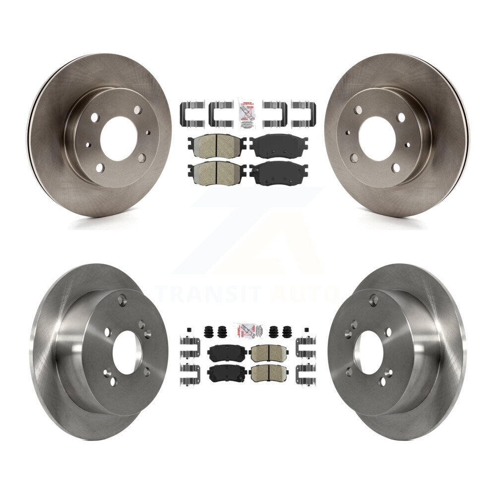 Front Semi-Metallic Rear Ceramic Pad & Brake Rotors Kit For 2006 Hyundai Accent Hatchback K8A-102529