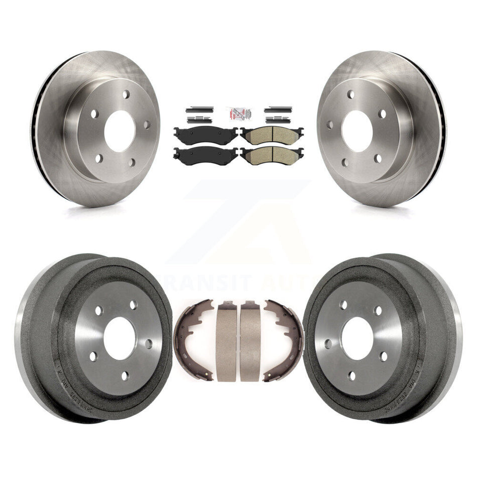 Front Rear Disc Brake Rotor Semi-Metallic Pad & Drum Kit For 2000-2001 Dodge Ram 1500 4WD K8A-105144