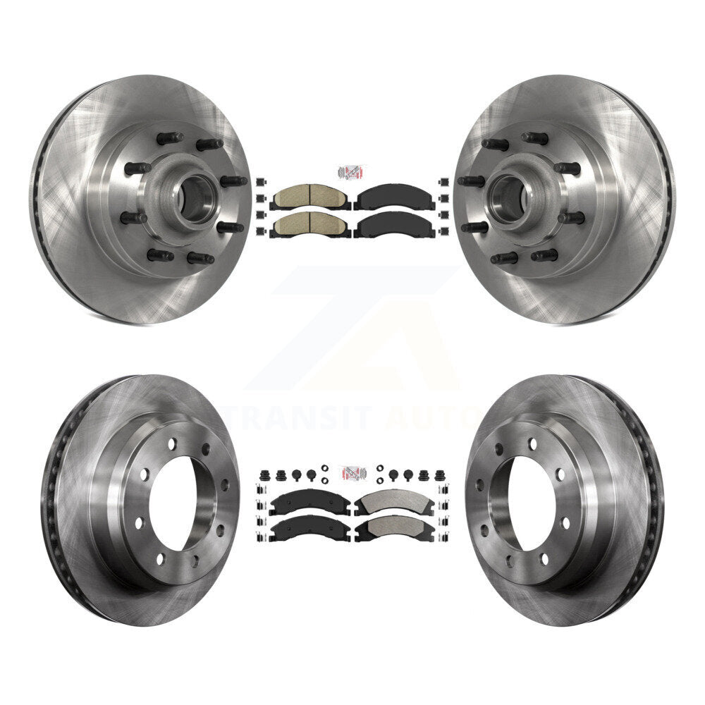 Front Ceramic Rear Semi-Metallic Pad Disc Brake Rotor Kit For Ford E-350 Super Duty E-250 K8A-105248