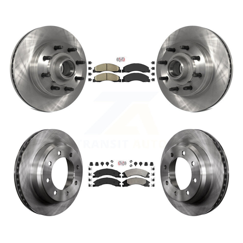 Front Ceramic Rear Semi-Metallic Pad Disc Brake Rotor Kit For Ford E-350 Super Duty E-250 K8A-105248