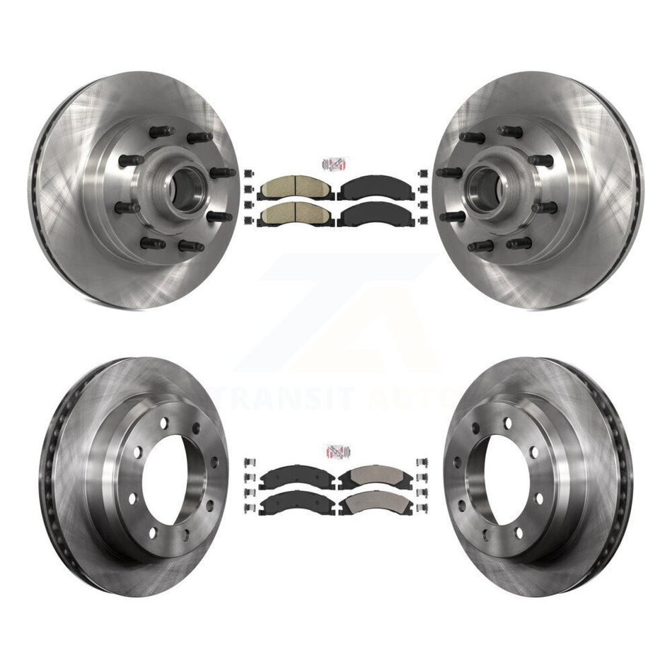 Front Ceramic Rear Semi-Metallic Pad Disc Brake Rotor Kit For Ford E-350 Super Duty E-250 K8A-105251