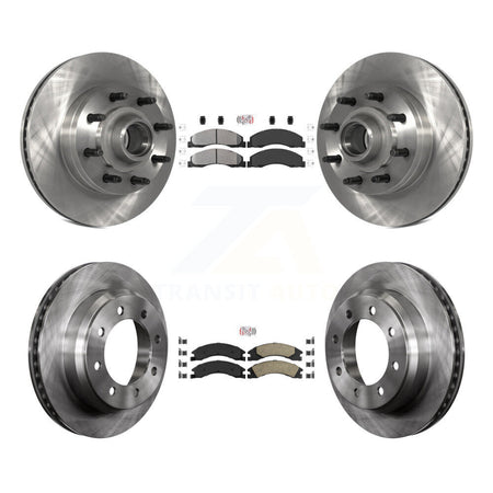 Front Semi-Metallic Rear Ceramic Pad Disc Brake Rotor Kit For Ford E-350 Super Duty E-250 K8A-105255