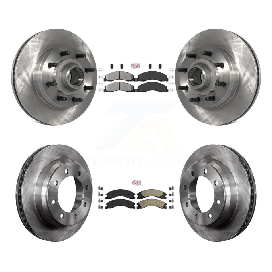 Front Semi-Metallic Rear Ceramic Pad Disc Brake Rotor Kit For Ford E-350 Super Duty E-250 K8A-105255