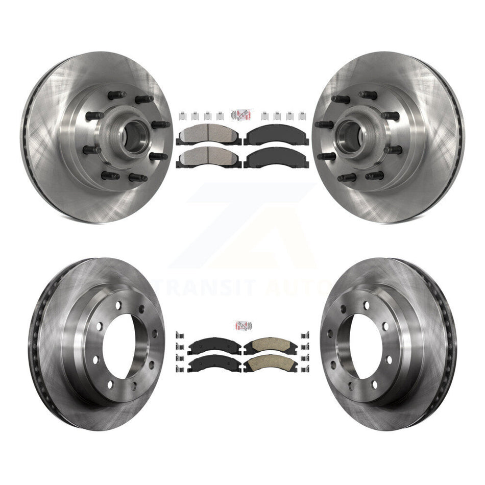 Front Semi-Metallic Rear Ceramic Pad Disc Brake Rotor Kit For Ford E-350 Super Duty E-250 K8A-105256