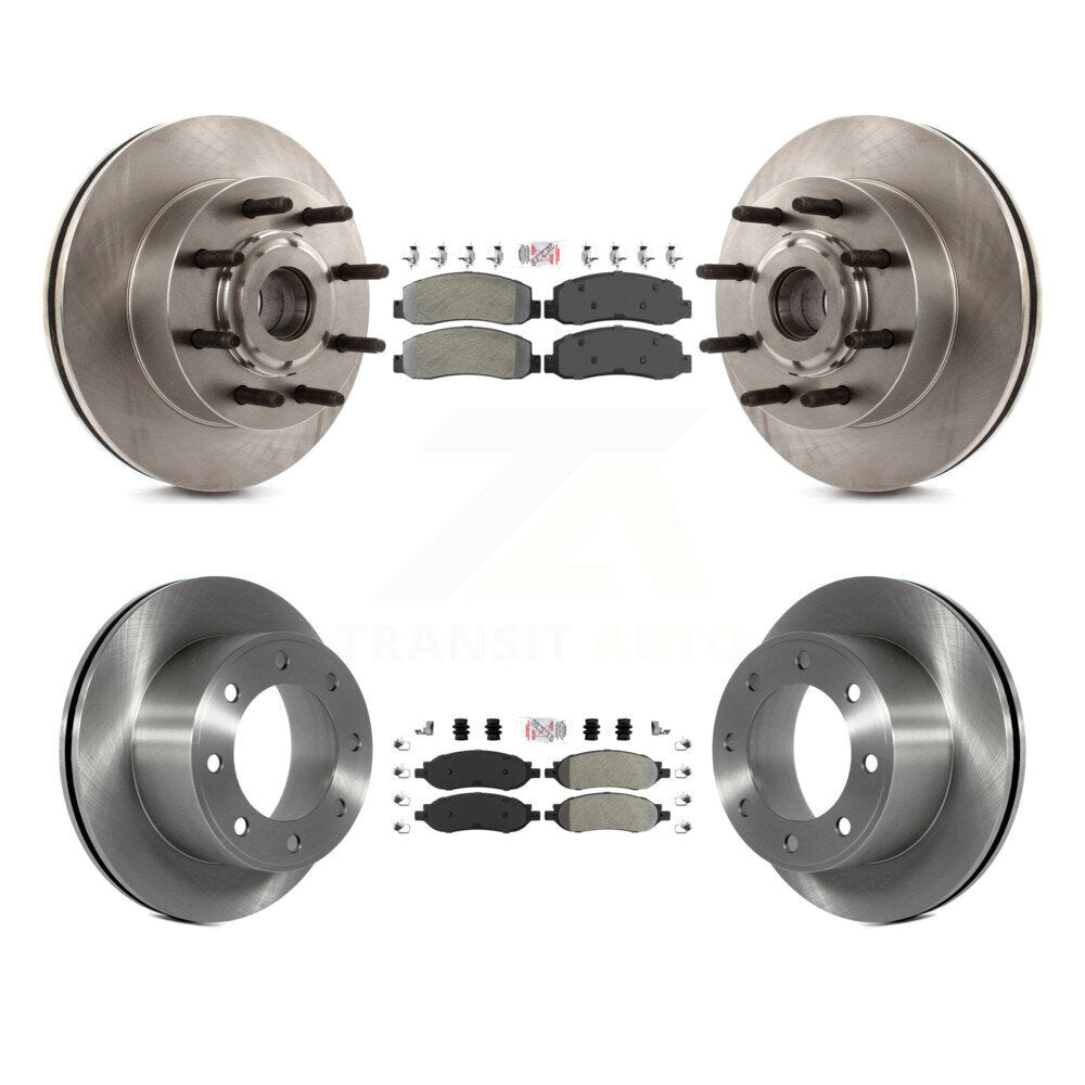Front Rear Semi-Metallic Pad Disc Brake Rotor Hub Kit For Ford F-350 Super Duty F-250 RWD K8A-105261