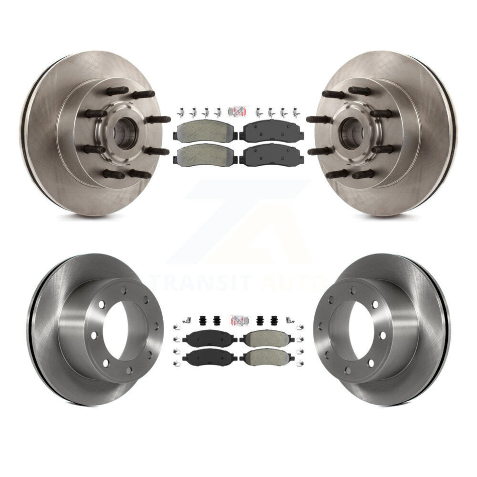 Front Rear Semi-Metallic Pad Disc Brake Rotor Hub Kit For Ford F-350 Super Duty F-250 RWD K8A-105261