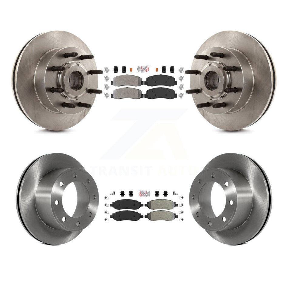Front Rear Semi-Metallic Pad Disc Brake Rotor Hub Kit For Ford F-350 Super Duty F-250 RWD K8A-105262
