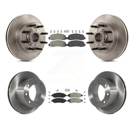 Front Rear Semi-Metallic Pad Disc Brake Rotor Hub Kit For Ford F-350 Super Duty F-250 RWD K8A-105263