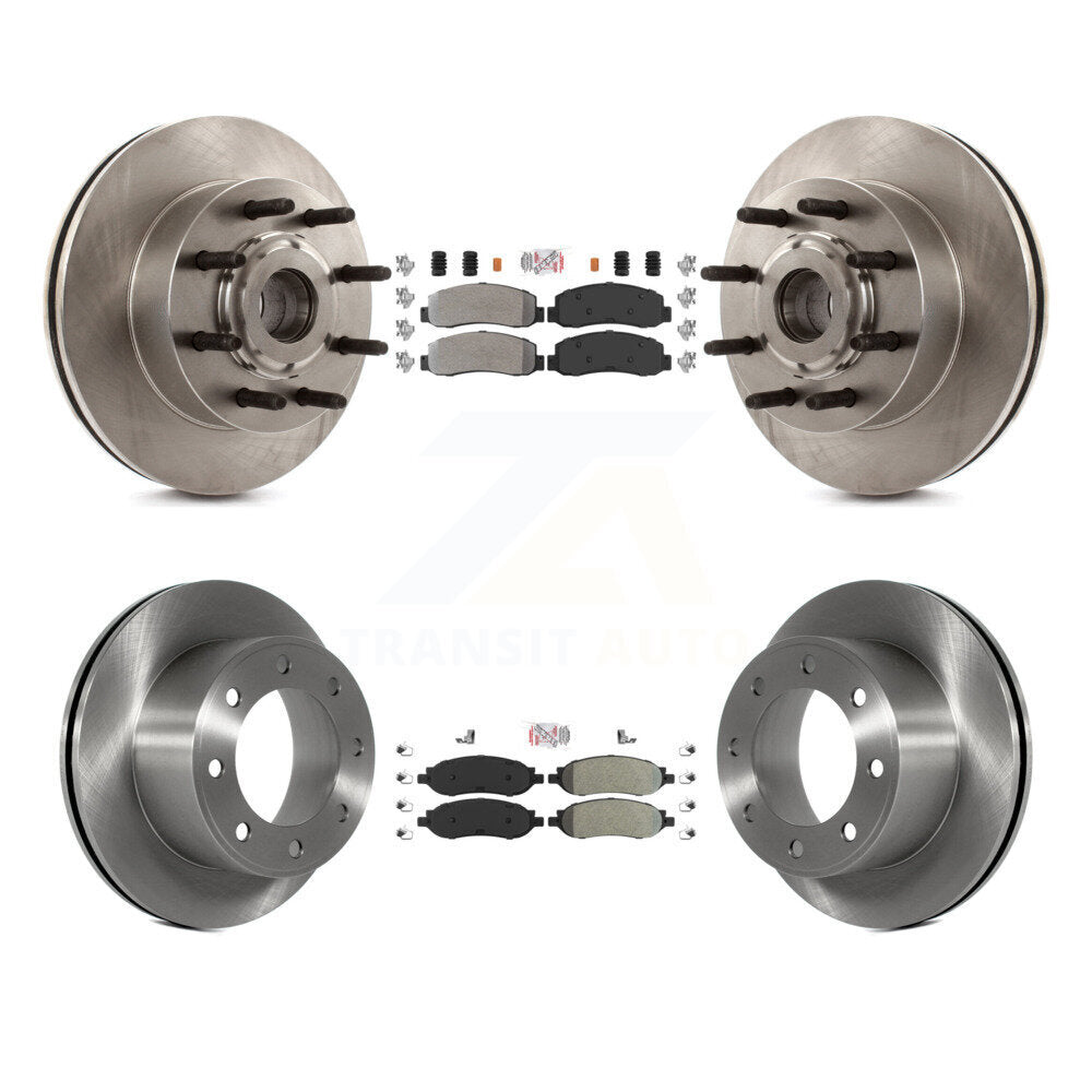 Front Rear Semi-Metallic Pad Disc Brake Rotor Hub Kit For Ford F-350 Super Duty F-250 RWD K8A-105264